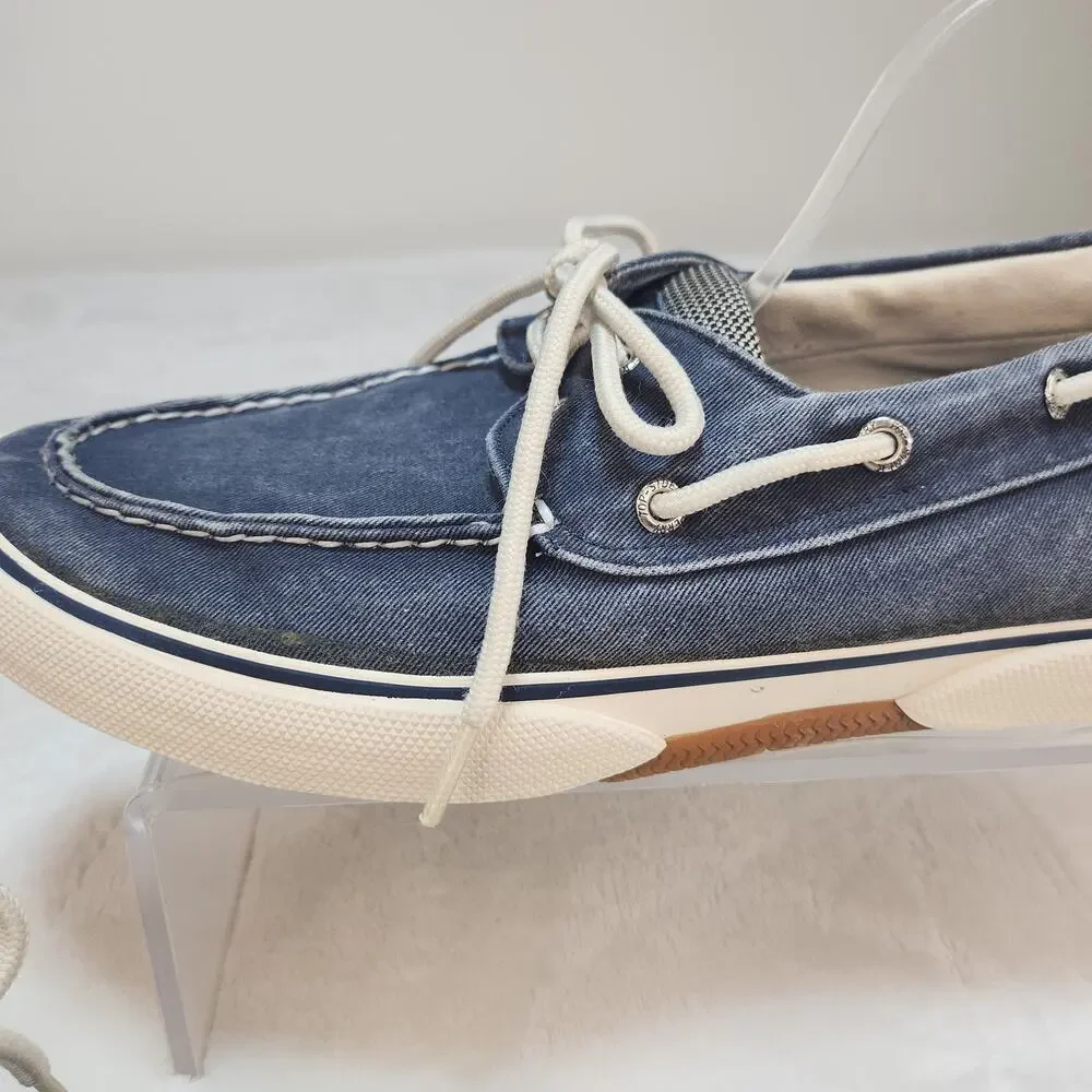 Sperry Top Sider Mens 12 Blue Canvas Boat Shoes Faded Low Tops Fabric Preppy